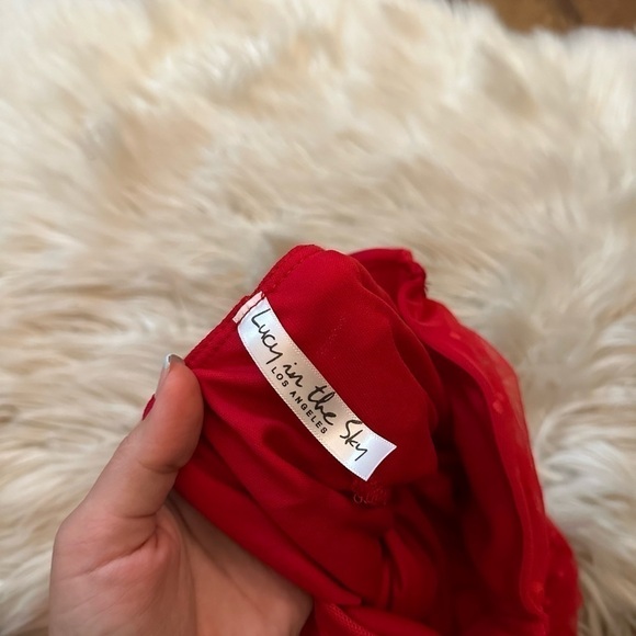 LUCY IN THE SKY Megan Ruched Bodycon Dress In Red - Picture 4 of 5